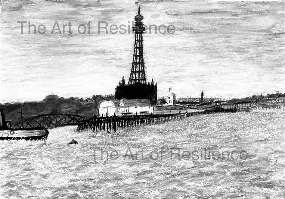 H17 - New Brighton Tower b/w version.