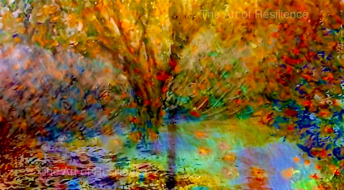 Col3 - The colourful flood in our back garden - Collage Art